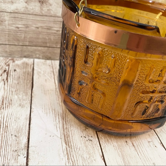 Vintage 70’s Princess House Amber Etched Glass Hanging Planter Plant Holder - Picture 11 of 13